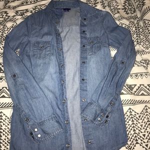 denim long sleeve button up